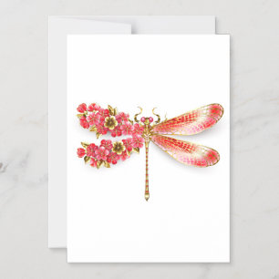 Flower dragonfly with jewellery sakura magnetic invitation
