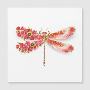 Flower dragonfly with jewellery sakura magnetic invitation