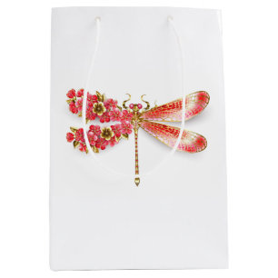 Flower dragonfly with jewellery sakura medium gift bag