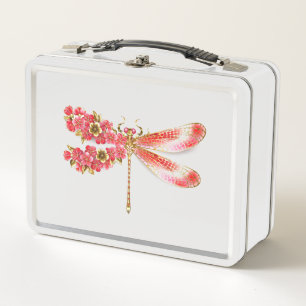 Flower dragonfly with jewellery sakura metal lunch box