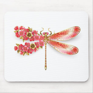 Flower dragonfly with jewellery sakura mouse mat
