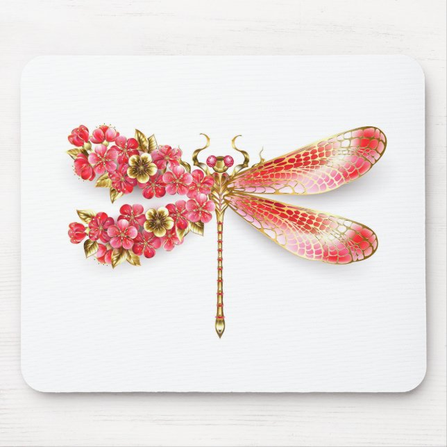 Flower dragonfly with jewellery sakura mouse mat (Front)