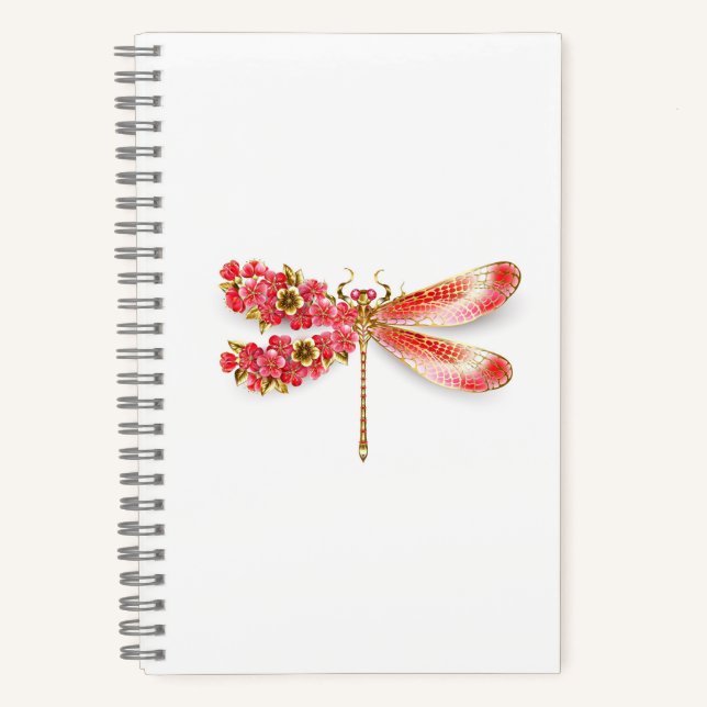 Flower dragonfly with jewellery sakura notebook (Front)