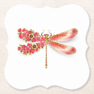 Flower dragonfly with jewellery sakura paper coaster