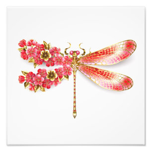 Flower dragonfly with jewellery sakura photo print