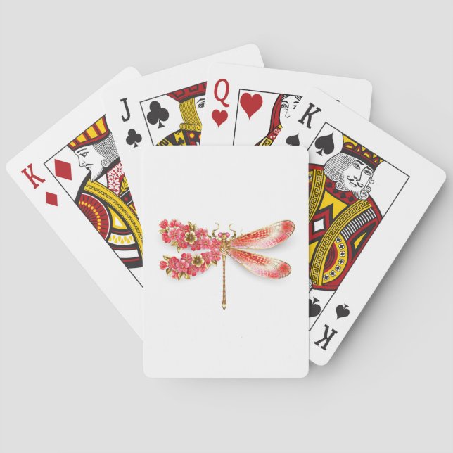 Flower dragonfly with jewellery sakura playing cards (Back)