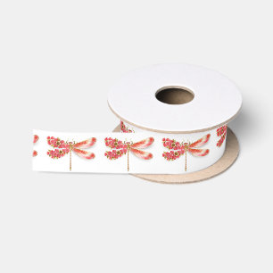 Flower dragonfly with jewellery sakura satin ribbon