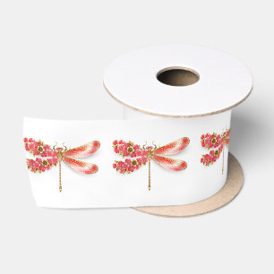 Flower dragonfly with jewellery sakura satin ribbon