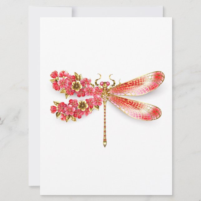 Flower dragonfly with jewellery sakura save the date (Front)