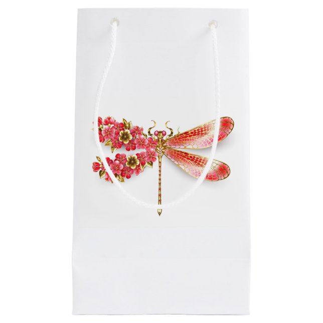 Flower dragonfly with jewellery sakura small gift bag (Front)