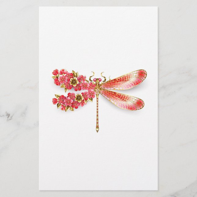 Flower dragonfly with jewellery sakura stationery (Front)
