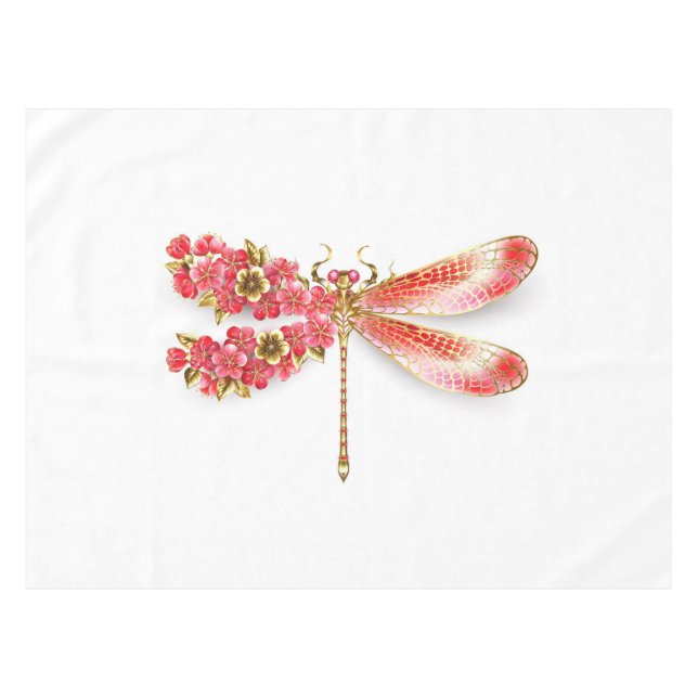 Flower dragonfly with jewellery sakura tablecloth (Front (Horizontal))