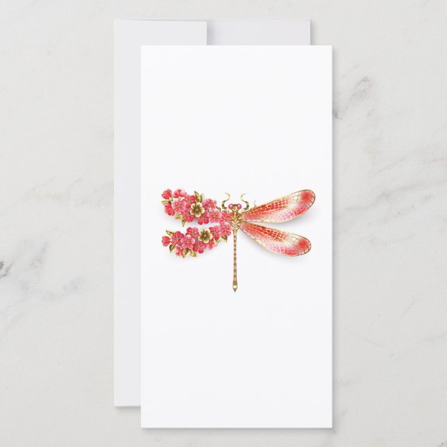 Flower dragonfly with jewellery sakura thank you card (Front)
