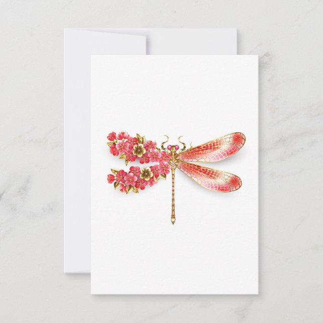 Flower dragonfly with jewellery sakura thank you card (Front)