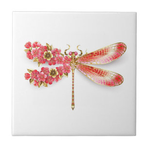 Flower dragonfly with jewellery sakura tile