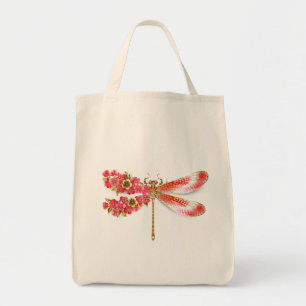 Flower dragonfly with jewellery sakura tote bag
