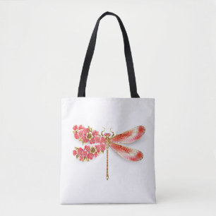 Flower dragonfly with jewellery sakura tote bag