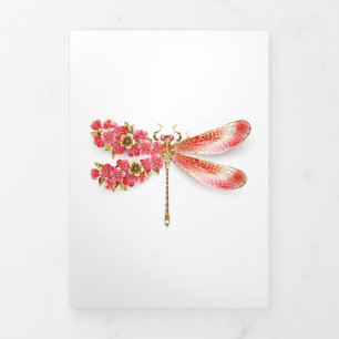 Flower dragonfly with jewellery sakura Tri-Fold holiday card