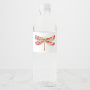Flower dragonfly with jewellery sakura water bottle label