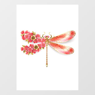 Flower dragonfly with jewellery sakura window cling