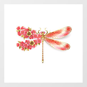 Flower dragonfly with jewellery sakura window cling