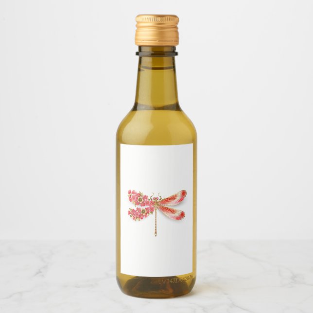Flower dragonfly with jewellery sakura wine label (Front)