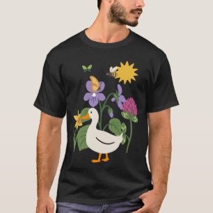 Flower Drawing Bee Duck Blossoms T-Shirt