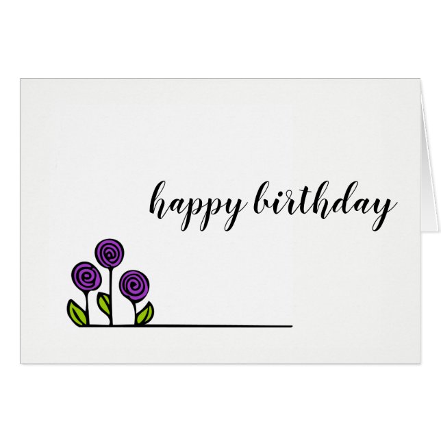Flower Drawing - Birthday Card - Blank Inside (Front Horizontal)