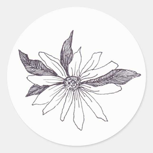 Flower Drawing Classic Round Sticker (Front)