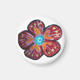 Flower Drawing Small, 3.2 Cm Round Magnet