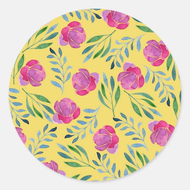 Flower Drawings Easy Classic Round Sticker (Front)