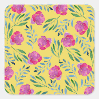 Flower Drawings Easy Square Sticker