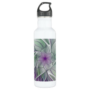 Flower Dream, Abstract Purple Green Fractal Art 710 Ml Water Bottle