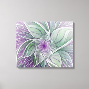 Flower Dream, Abstract Purple Green Fractal Art Canvas Print