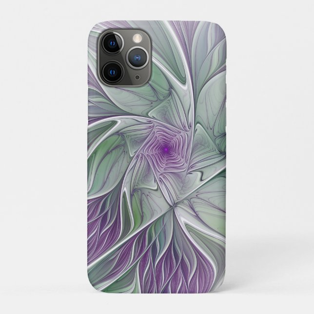 Flower Dream, Abstract Purple Green Fractal Art Case-Mate iPhone Case (Back)