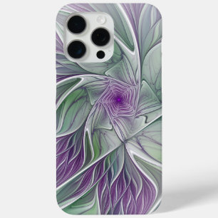 Flower Dream, Abstract Purple Green Fractal Art iPhone 15 Pro Max Case