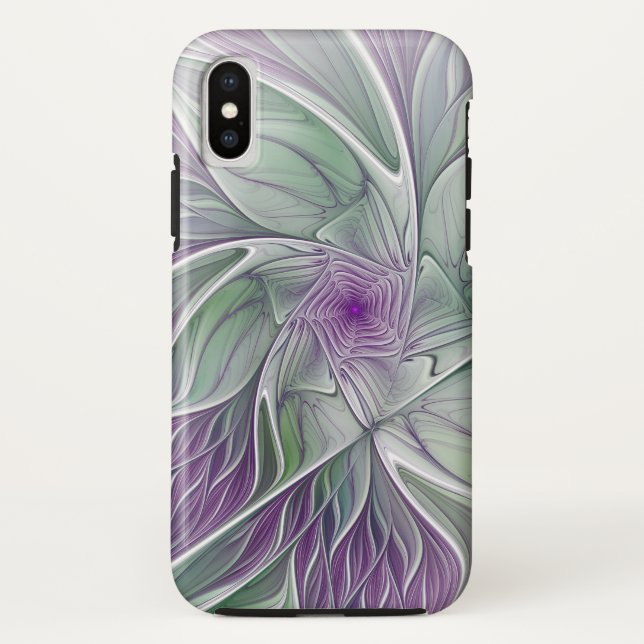 Flower Dream, Abstract Purple Green Fractal Art Case-Mate iPhone Case (Back)