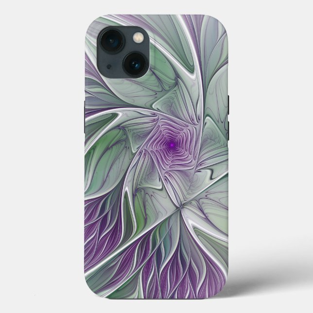 Flower Dream, Abstract Purple Green Fractal Art Case-Mate iPhone Case (Back)
