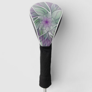 Flower Dream, Abstract Purple Green Fractal Art Golf Head Cover
