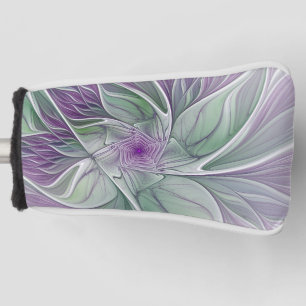 Flower Dream, Abstract Purple Green Fractal Art Golf Head Cover
