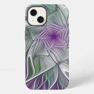 Flower Dream, Abstract Purple Green Fractal Art iPhone 13 Case