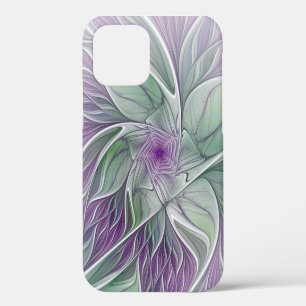 Flower Dream, Abstract Purple Green Fractal Art iPhone 12 Pro Case