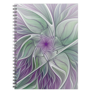 Flower Dream, Abstract Purple Green Fractal Art Notebook
