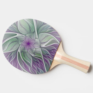 Flower Dream, Abstract Purple Green Fractal Art Ping Pong Paddle