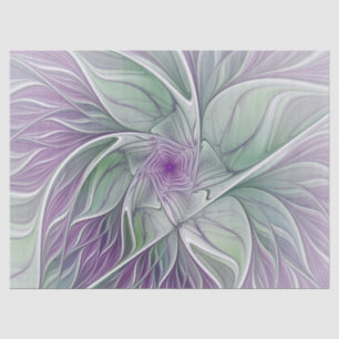 Flower Dream, Abstract Purple Green Fractal Art Tissue Paper