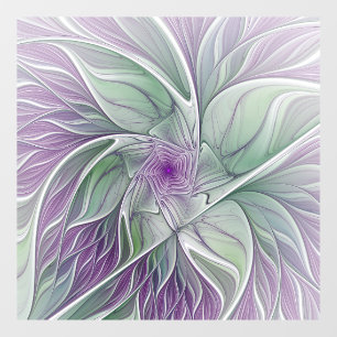 Flower Dream, Abstract Purple Green Fractal Art Window Cling