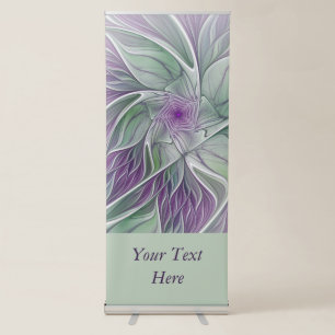 Flower Dream, Abstract Purple Green Fractal Text Retractable Banner