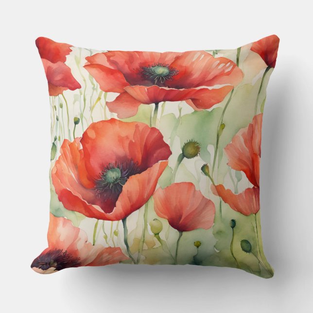 Flower Dream - Poppy Pattern Cushion (Front)