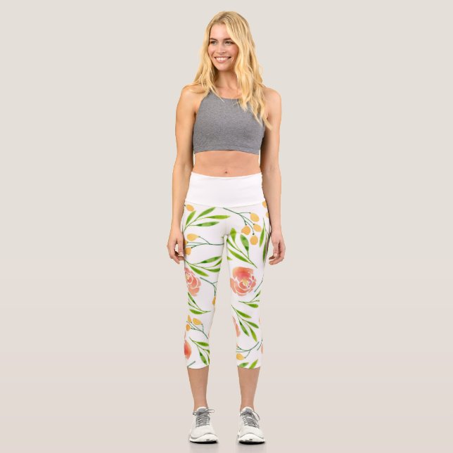 Flower Earrings Capri Leggings (Front)