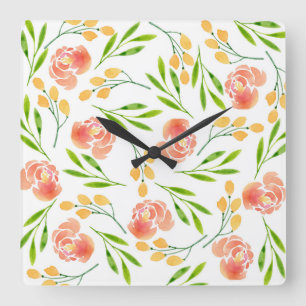 Flower Earrings Square Wall Clock